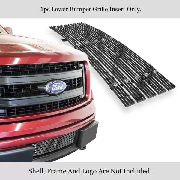 imageAPS Compatible with Ford F150 20092014 Lower Bumper Stainless Steel Black 8x6 Horizontal Billet Front Grill Grille Insert F66789JChrome