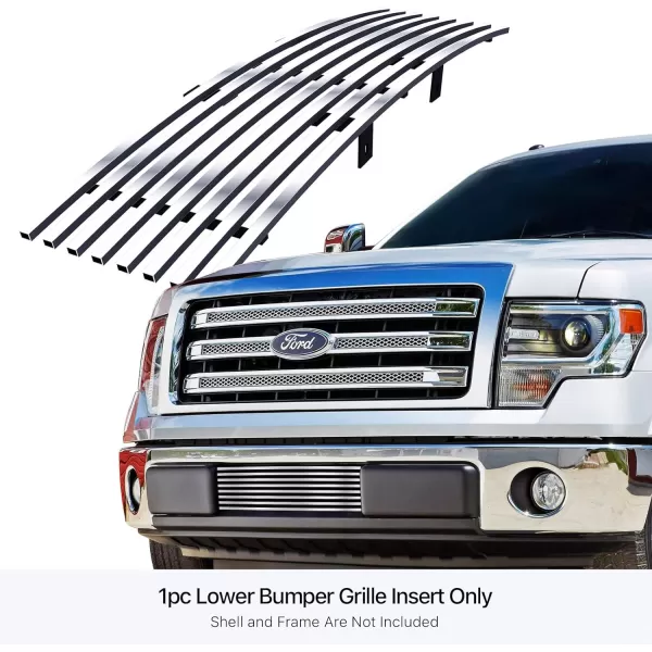 imageAPS Compatible with Ford F150 20092014 Lower Bumper Stainless Steel Black 8x6 Horizontal Billet Front Grill Grille Insert F66789JChrome