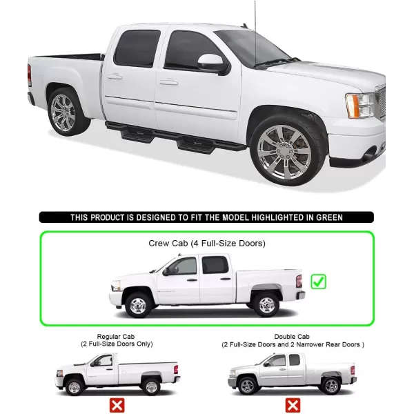 imageAPS Drop Steps Running Boards Compatible with Chevy Silverado GMC Sierra 1500 2500 3500 20012006 Crew Cab ampamp Classic 07 Stainless Steel Side BarsBlack
