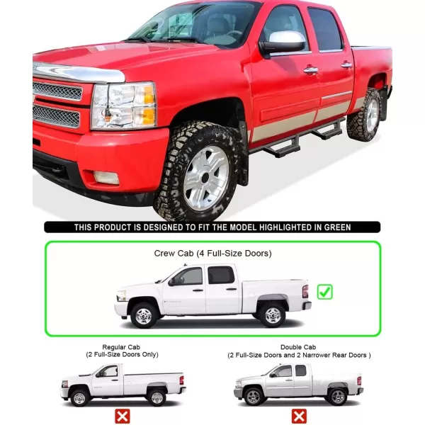 imageAPS Drop Steps Running Boards Compatible with Chevy Silverado GMC Sierra 1500 2500 3500 20012006 Crew Cab ampamp Classic 07 Stainless Steel Side BarsBlack