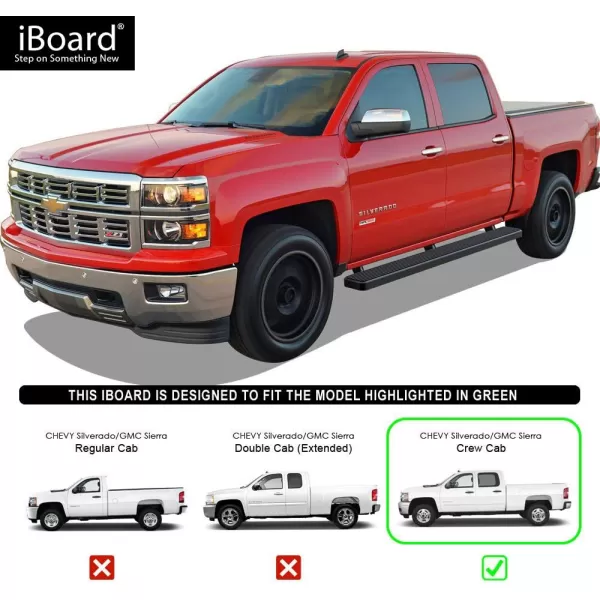 imageAPS IBCZ4998 Black 5quot Running Board Side Step iBoard Third Generation For Selected Chevy SilveradoGMC Sierra Crew Cab Aluminum6 inches