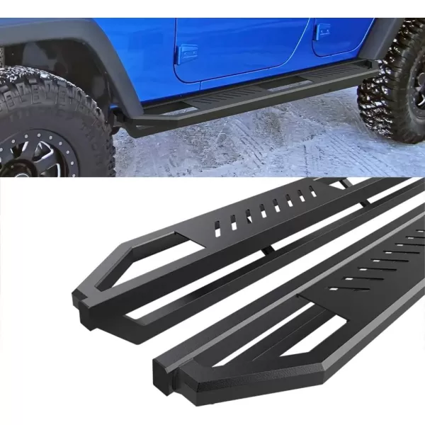 imageAPS OffRoad Stainless Steel Side Steps Armor Compatible with Jeep Wrangler JK 20072018 4Door Nerf Bars Side Steps Side Bars
