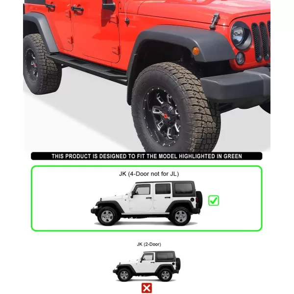 imageAPS OffRoad Stainless Steel Side Steps Armor Compatible with Jeep Wrangler JK 20072018 4Door Nerf Bars Side Steps Side Bars