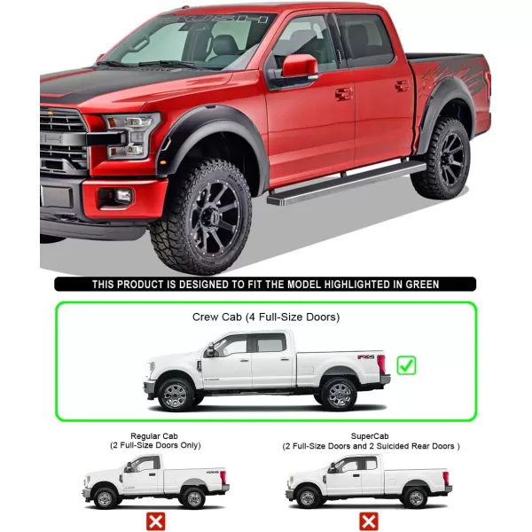 imageAPS Premium 5in Stainless Steel Running Boards Compatible with Ford F150 SuperCrew Cab ampamp 1724 F250 1524