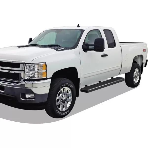 imageAPS Premium 6in Black Stainless Steel Running Boards Compatible with 0718 Silverado Sierra Double Cab