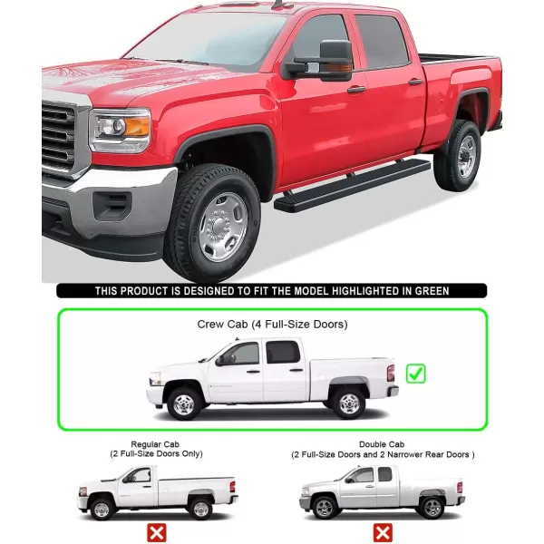 imageAPS Running Boards 5inch Black Compatible with Chevy Silverado GMC Sierra 1500 20012013 Crew Cab ampamp 2500 3500 20012014 Exclude CK Classic Stainless Steel Nerf Bars Side Steps Side BarsBlack