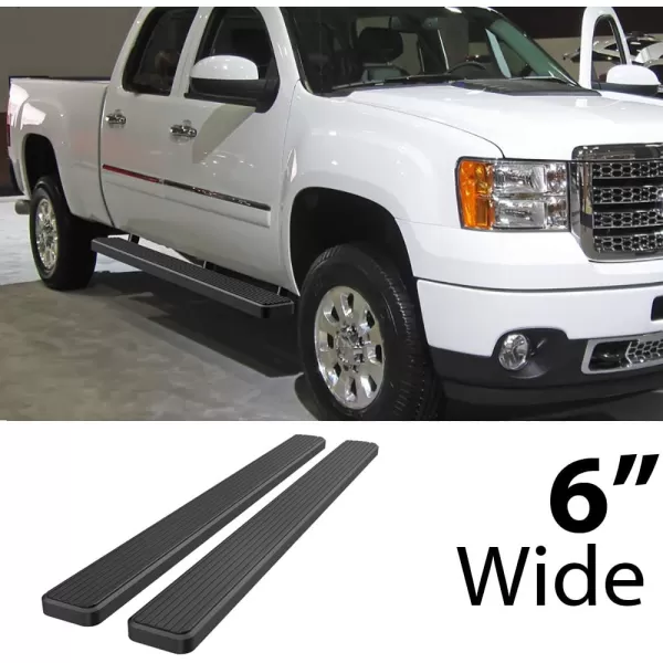 imageAPS Running Boards 5inch Black Compatible with Chevy Silverado GMC Sierra 1500 20012013 Crew Cab ampamp 2500 3500 20012014 Exclude CK Classic Stainless Steel Nerf Bars Side Steps Side BarsBlack