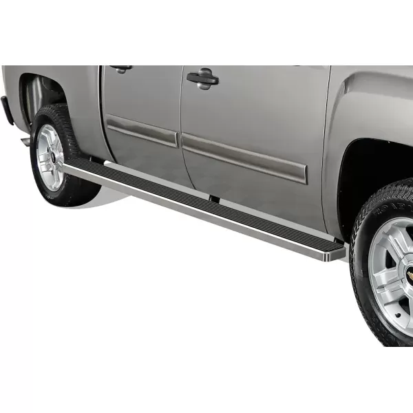 imageAPS Running Boards 5inch Black Compatible with Chevy Silverado GMC Sierra 1500 20012013 Crew Cab ampamp 2500 3500 20012014 Exclude CK Classic Stainless Steel Nerf Bars Side Steps Side BarsAluminum Silver