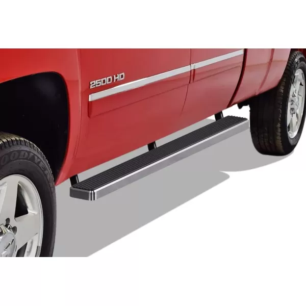 imageAPS Running Boards 5inch Black Compatible with Chevy Silverado GMC Sierra 1500 20012013 Crew Cab ampamp 2500 3500 20012014 Exclude CK Classic Stainless Steel Nerf Bars Side Steps Side BarsStainless Steel Polished