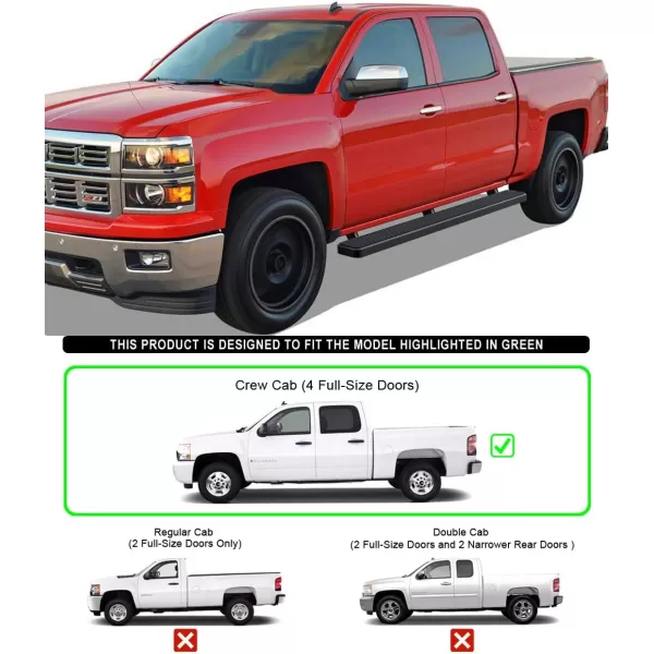 imageAPS Running Boards 5inch Black Compatible with Chevy Silverado GMC Sierra 1500 20012013 Crew Cab ampamp 2500 3500 20012014 Exclude CK Classic Stainless Steel Nerf Bars Side Steps Side BarsBlack