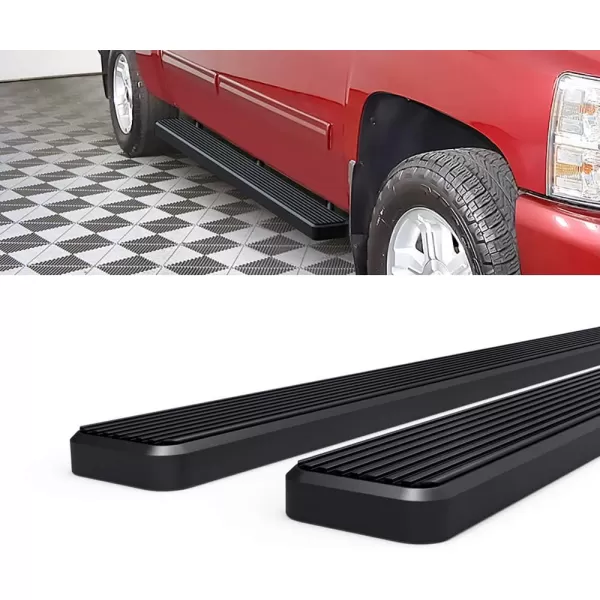 imageAPS Running Boards 5inch Black Compatible with Chevy Silverado GMC Sierra 1500 20012013 Crew Cab ampamp 2500 3500 20012014 Exclude CK Classic Stainless Steel Nerf Bars Side Steps Side BarsBlack