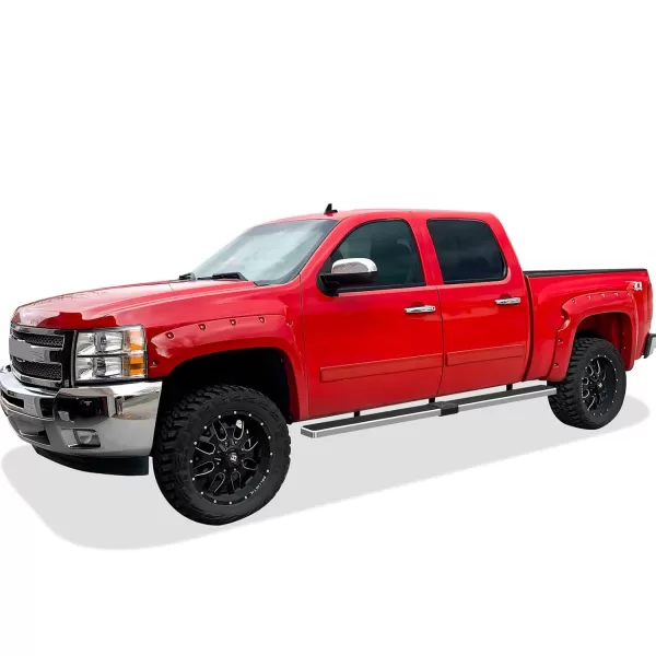 imageAPS Running Boards 5inch Black Compatible with Chevy Silverado GMC Sierra 1500 20012013 Crew Cab ampamp 2500 3500 20012014 Exclude CK Classic Stainless Steel Nerf Bars Side Steps Side BarsStainless Steel Polished