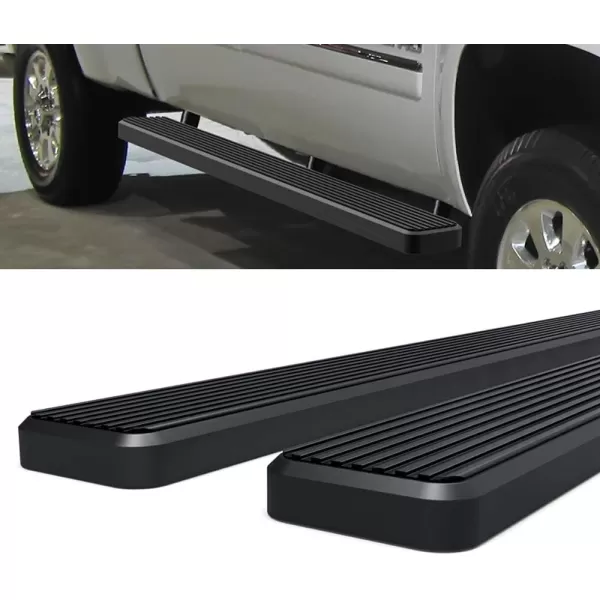 imageAPS Running Boards 5inch Black Compatible with Chevy Silverado GMC Sierra 1500 20012013 Crew Cab ampamp 2500 3500 20012014 Exclude CK Classic Stainless Steel Nerf Bars Side Steps Side BarsBlack