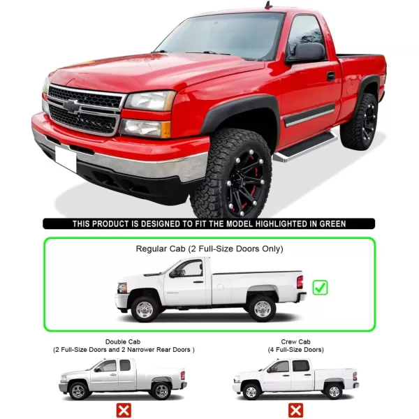 imageAPS Running Boards Nerf Bars Side Steps Step Bars Compatible with Chevy Silverado GMC Sierra 1500 2500 19992013 Regular Cab ampamp 2500HD 3500 20012014 Exclude CK Classic Stainless Steel Black 6inAluminum Silver