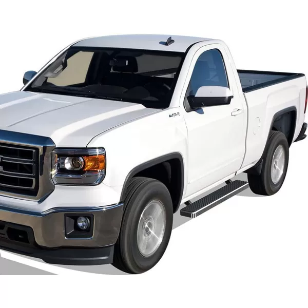imageAPS Running Boards Nerf Bars Side Steps Step Bars Compatible with Chevy Silverado GMC Sierra 1500 2500 19992013 Regular Cab ampamp 2500HD 3500 20012014 Exclude CK Classic Stainless Steel Black 6inStainless Steel Polished
