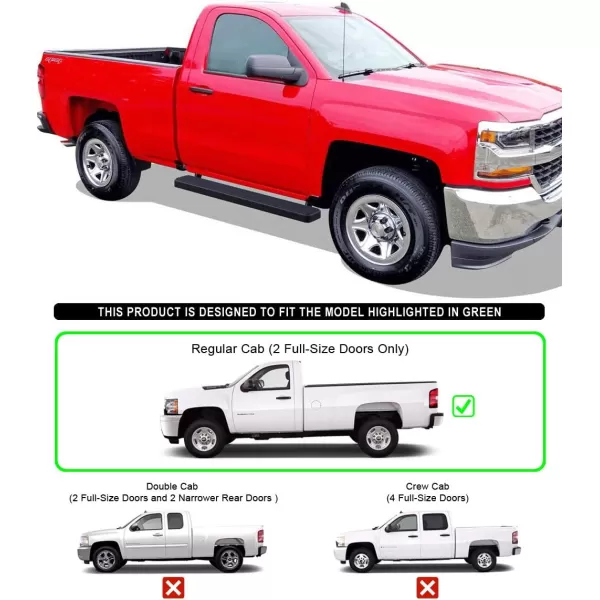 imageAPS Running Boards Nerf Bars Side Steps Step Bars Compatible with Chevy Silverado GMC Sierra 1500 2500 19992013 Regular Cab ampamp 2500HD 3500 20012014 Exclude CK Classic Stainless Steel Black 6inStainless Steel Black