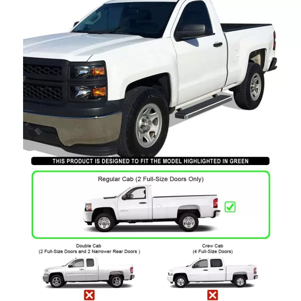 imageAPS Running Boards Nerf Bars Side Steps Step Bars Compatible with Chevy Silverado GMC Sierra 1500 2500 19992013 Regular Cab ampamp 2500HD 3500 20012014 Exclude CK Classic Stainless Steel Black 6inStainless Steel Polished