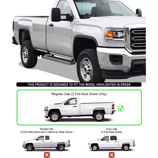 imageAPS Running Boards Nerf Bars Side Steps Step Bars Compatible with Chevy Silverado GMC Sierra 1500 2500 19992013 Regular Cab ampamp 2500HD 3500 20012014 Exclude CK Classic Stainless Steel Black 6inAluminum Silver