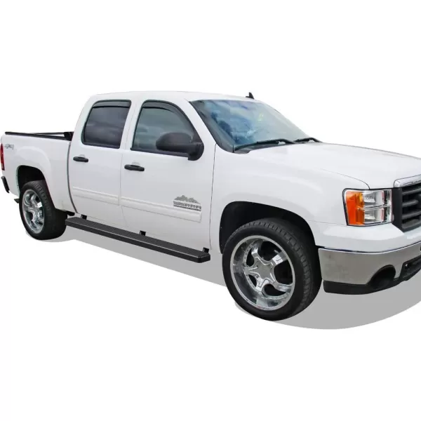 imageAPS Running Boards Nerf Bars Side Steps Step Bars Compatible with Chevy Silverado GMC Sierra 1500 2500 3500 20012006 Crew Cab ampamp Classic 07 Silver Running Board StyleStainless Steel Black
