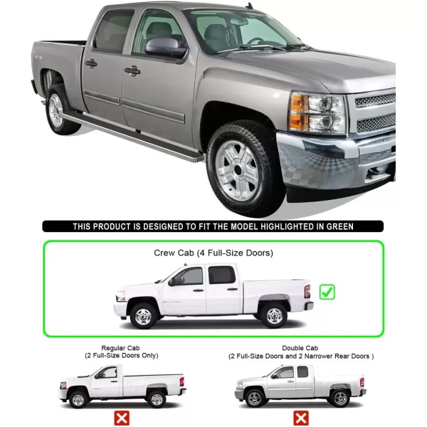 imageAPS Running Boards Nerf Bars Side Steps Step Bars Compatible with Chevy Silverado GMC Sierra 1500 2500 3500 20012006 Crew Cab ampamp Classic 07 Silver Running Board StyleAluminum Silver