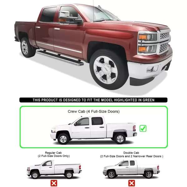 imageAPS Running Boards Nerf Bars Side Steps Step Bars Compatible with Chevy Silverado GMC Sierra 1500 2500 3500 20012006 Crew Cab ampamp Classic 07 Silver Running Board StyleStainless Steel Polished