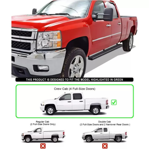 imageAPS Running Boards Nerf Bars Side Steps Step Bars Compatible with Chevy Silverado GMC Sierra 1500 2500 3500 20012006 Crew Cab ampamp Classic 07 Silver Running Board StyleStainless Steel Black