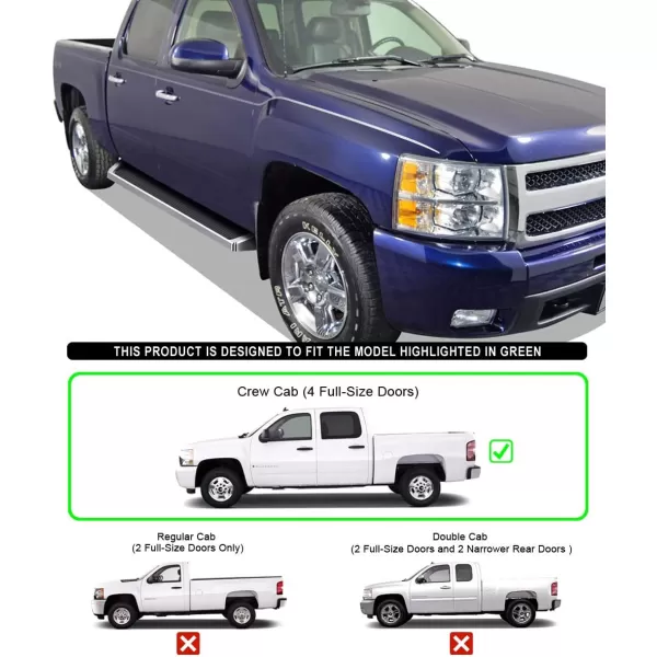 imageAPS Running Boards Nerf Bars Side Steps Step Bars Compatible with Chevy Silverado GMC Sierra 1500 2500 3500 20012006 Crew Cab ampamp Classic 07 Silver Running Board StyleAluminum Silver