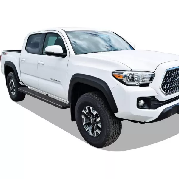 imageAPS Running Boards Nerf Bars Side Steps Step Bars Compatible with Toyota Tacoma 20052023 Double Crew Cab 6ft Bed Black Powder Coated 6 inches Wheel to WheelStainless Steel Black
