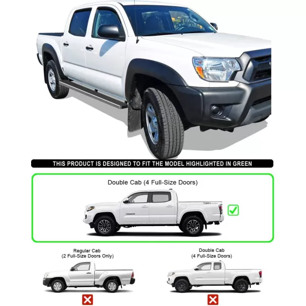 imageAPS Running Boards Nerf Bars Side Steps Step Bars Compatible with Toyota Tacoma 20052023 Double Crew Cab 6ft Bed Black Powder Coated 6 inches Wheel to WheelSilver