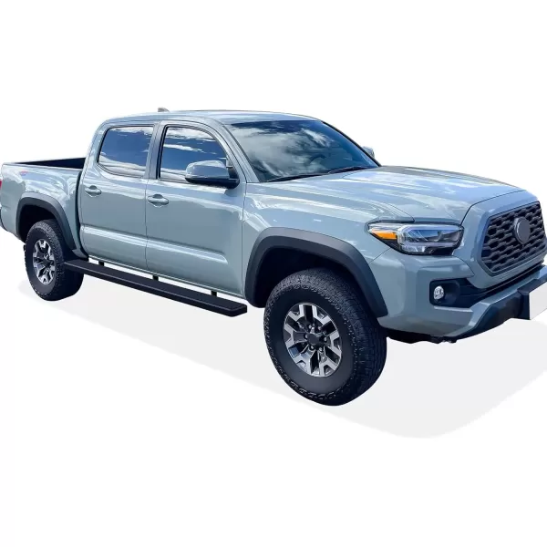 imageAPS Running Boards Nerf Bars Side Steps Step Bars Compatible with Toyota Tacoma 20052023 Double Crew Cab 6ft Bed Black Powder Coated 6 inches Wheel to WheelAluminum Black