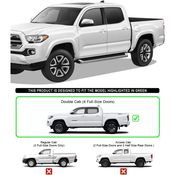 imageAPS Running Boards Nerf Bars Side Steps Step Bars Compatible with Toyota Tacoma 20052023 Double Crew Cab 6ft Bed Black Powder Coated 6 inches Wheel to WheelAluminum Silver