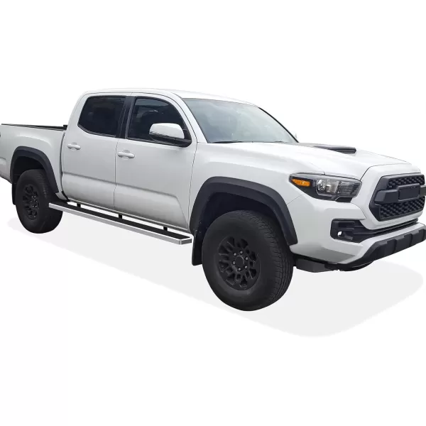 imageAPS Running Boards Nerf Bars Side Steps Step Bars Compatible with Toyota Tacoma 20052023 Double Crew Cab 6ft Bed Black Powder Coated 6 inches Wheel to WheelAluminum Silver