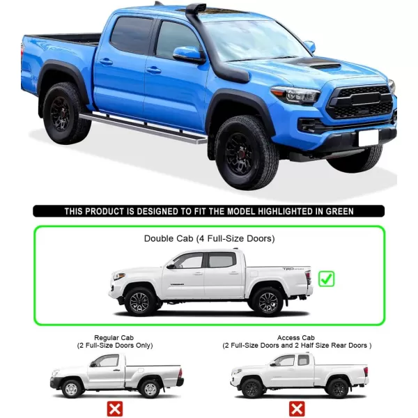 imageAPS Running Boards Nerf Bars Side Steps Step Bars Compatible with Toyota Tacoma 20052023 Double Crew Cab 6ft Bed Black Powder Coated 6 inches Wheel to WheelAluminum Silver