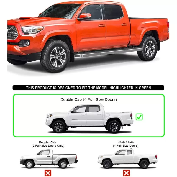 imageAPS Running Boards Nerf Bars Side Steps Step Bars Compatible with Toyota Tacoma 20052023 Double Crew Cab 6ft Bed Black Powder Coated 6 inches Wheel to WheelAluminum Silver
