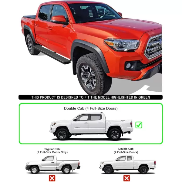imageAPS Running Boards Nerf Bars Side Steps Step Bars Compatible with Toyota Tacoma 20052023 Double Crew Cab 6ft Bed Black Powder Coated 6 inches Wheel to WheelStainless Steel Black