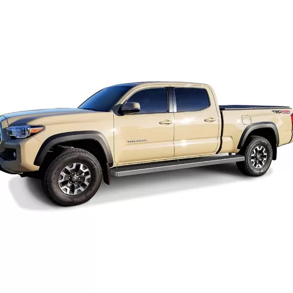 imageAPS Running Boards Nerf Bars Side Steps Step Bars Compatible with Toyota Tacoma 20052023 Double Crew Cab 6ft Bed Black Powder Coated 6 inches Wheel to WheelAluminum Silver