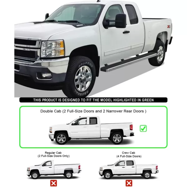 imageAPS Silver 6in Wheel to Wheel Running Boards Side Bars Steps Compatible with Chevy Silverado GMC Sierra 20072018 Double Cab Extended Cab 55ft Short Bed ampamp 2500 2019 Exclude 07 ClassicAluminum Silver