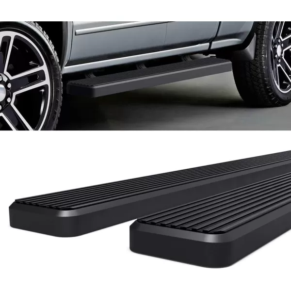 imageAPS Silver 6in Wheel to Wheel Running Boards Side Bars Steps Compatible with Chevy Silverado GMC Sierra 20072018 Double Cab Extended Cab 55ft Short Bed ampamp 2500 2019 Exclude 07 ClassicBlack