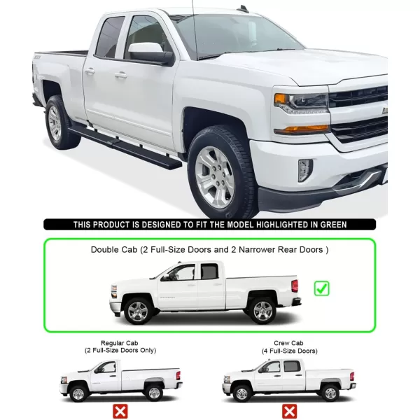 imageAPS Silver 6in Wheel to Wheel Running Boards Side Bars Steps Compatible with Chevy Silverado GMC Sierra 20072018 Double Cab Extended Cab 55ft Short Bed ampamp 2500 2019 Exclude 07 ClassicAluminum Black