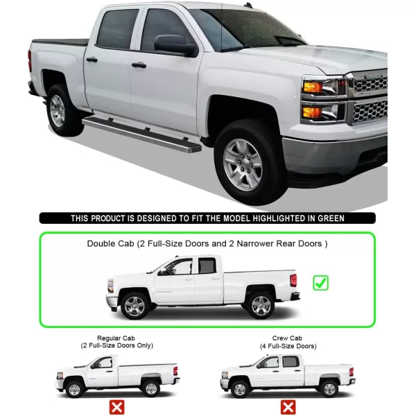 imageAPS Silver 6in Wheel to Wheel Running Boards Side Bars Steps Compatible with Chevy Silverado GMC Sierra 20072018 Double Cab Extended Cab 55ft Short Bed ampamp 2500 2019 Exclude 07 ClassicAluminum Silver