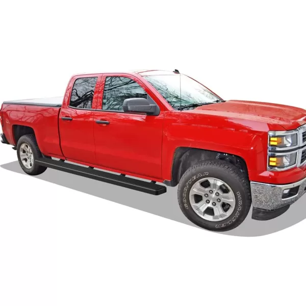imageAPS Silver 6in Wheel to Wheel Running Boards Side Bars Steps Compatible with Chevy Silverado GMC Sierra 20072018 Double Cab Extended Cab 55ft Short Bed ampamp 2500 2019 Exclude 07 ClassicAluminum Black