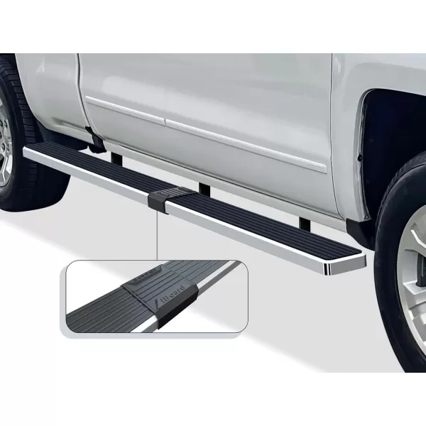 imageAPS Silver 6in Wheel to Wheel Running Boards Side Bars Steps Compatible with Chevy Silverado GMC Sierra 20072018 Double Cab Extended Cab 55ft Short Bed ampamp 2500 2019 Exclude 07 ClassicAluminum Silver