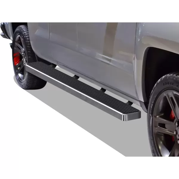 imageAPS Silver 6in Wheel to Wheel Running Boards Side Bars Steps Compatible with Chevy Silverado GMC Sierra 20072018 Double Cab Extended Cab 55ft Short Bed ampamp 2500 2019 Exclude 07 ClassicAluminum Silver