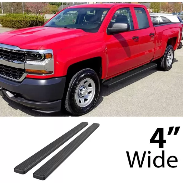imageAPS Silver 6in Wheel to Wheel Running Boards Side Bars Steps Compatible with Chevy Silverado GMC Sierra 20072018 Double Cab Extended Cab 55ft Short Bed ampamp 2500 2019 Exclude 07 ClassicAluminum Black