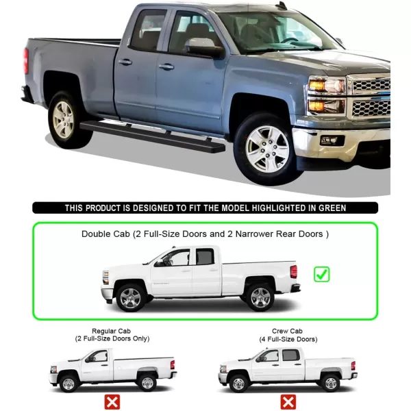 imageAPS Silver 6in Wheel to Wheel Running Boards Side Bars Steps Compatible with Chevy Silverado GMC Sierra 20072018 Double Cab Extended Cab 55ft Short Bed ampamp 2500 2019 Exclude 07 ClassicAluminum Black