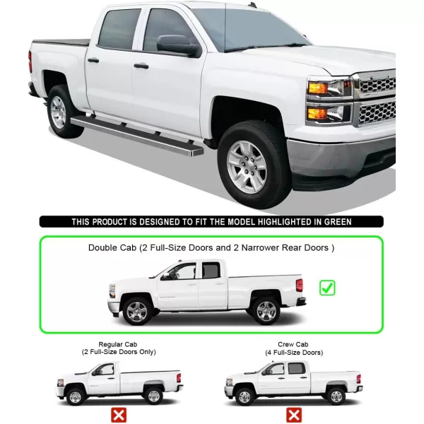 imageAPS Silver 6in Wheel to Wheel Running Boards Side Bars Steps Compatible with Chevy Silverado GMC Sierra 20072018 Double Cab Extended Cab 55ft Short Bed ampamp 2500 2019 Exclude 07 ClassicStainless Steel Polished