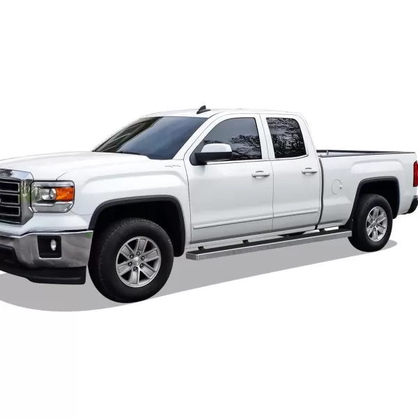 imageAPS Silver 6in Wheel to Wheel Running Boards Side Bars Steps Compatible with Chevy Silverado GMC Sierra 20072018 Double Cab Extended Cab 55ft Short Bed ampamp 2500 2019 Exclude 07 ClassicAluminum Silver