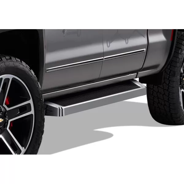 imageAPS Silver 6in Wheel to Wheel Running Boards Side Bars Steps Compatible with Chevy Silverado GMC Sierra 20072018 Double Cab Extended Cab 55ft Short Bed ampamp 2500 2019 Exclude 07 ClassicAluminum Silver