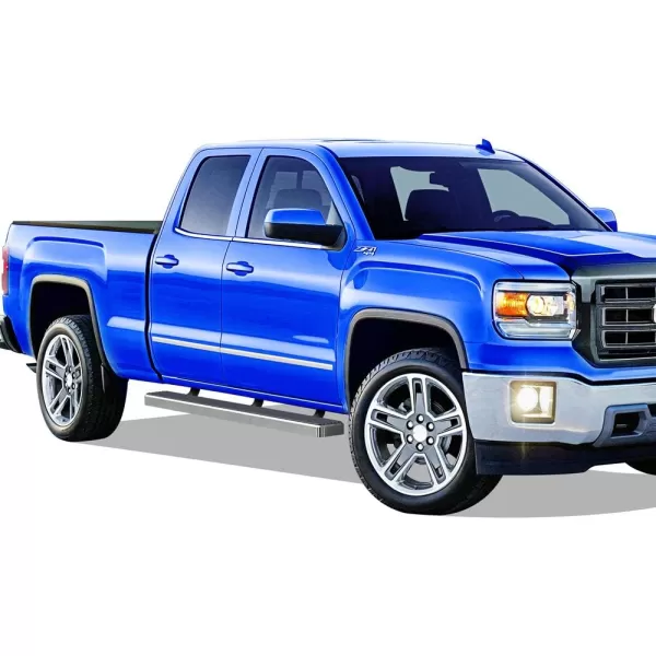 imageAPS Silver 6in Wheel to Wheel Running Boards Side Bars Steps Compatible with Chevy Silverado GMC Sierra 20072018 Double Cab Extended Cab 55ft Short Bed ampamp 2500 2019 Exclude 07 ClassicAluminum Silver