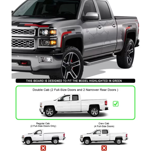 imageAPS Silver 6in Wheel to Wheel Running Boards Side Bars Steps Compatible with Chevy Silverado GMC Sierra 20072018 Double Cab Extended Cab 55ft Short Bed ampamp 2500 2019 Exclude 07 ClassicAluminum Silver